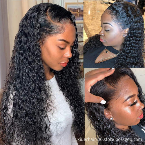 34 Inch 360 Pre Plucked Glueless Transparent Full Lace Human Hair Wig For Women,Cheap Curly Virgin Hd Lace Front Wigs